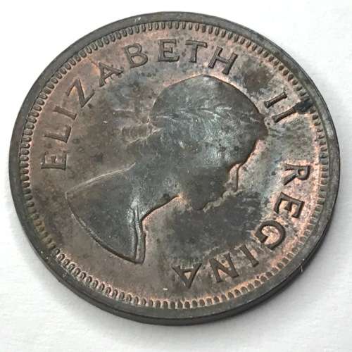 1955 SA Union Farthing - AU - cracked die