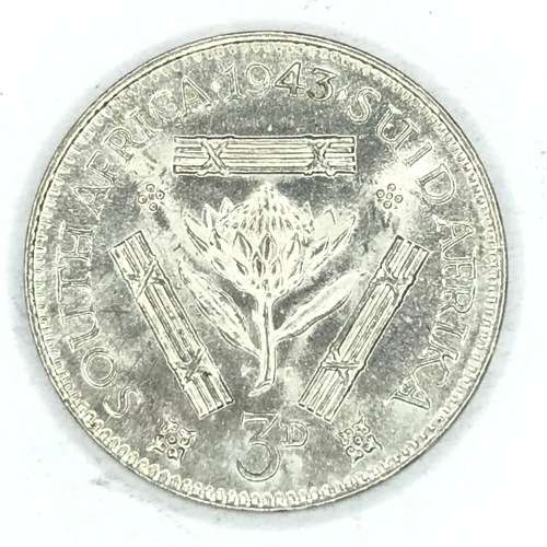 1943 SA Union Threepence tickey - UNC