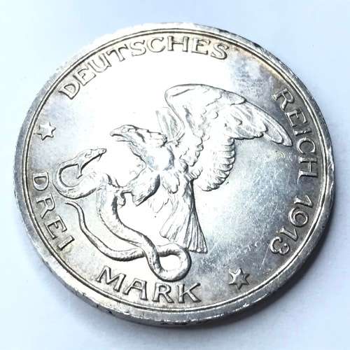 1913 German Prussia Drei Mark 100 years defeat of Napoleon - AU