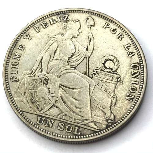 1923 Peru one sol Crown size silver coin LIBERTAD incuse