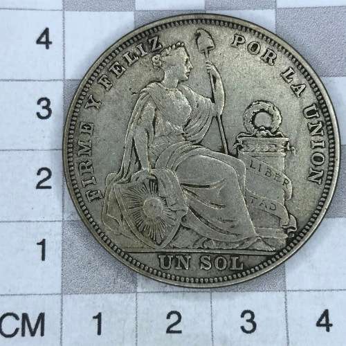 1923 Peru one sol Crown size silver coin LIBERTAD incuse