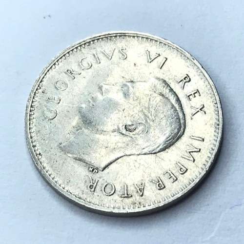 1943 SA Union tickey VF+ - Totally misaligned 43 - Some petals on right of protea missing