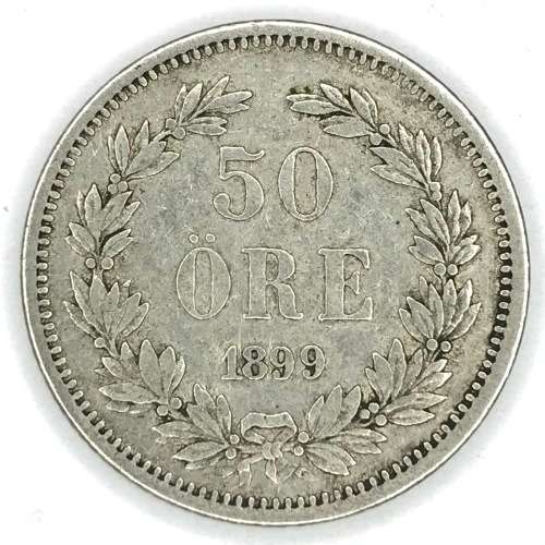 1899 Sweden Silver 50 ORE - VF