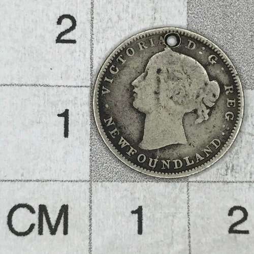 1870 Newfound Land 5 cent - Scarce but holed