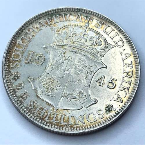 1945 SA Union Half Crown - AU - SCARCE COIN