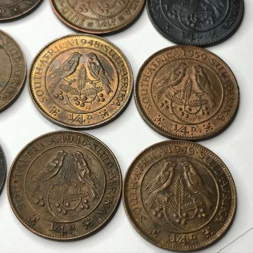 Set of George 6 farthings 1939 to 1952 some UNC