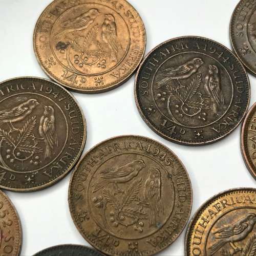 Set of George 6 farthings 1939 to 1952 some UNC