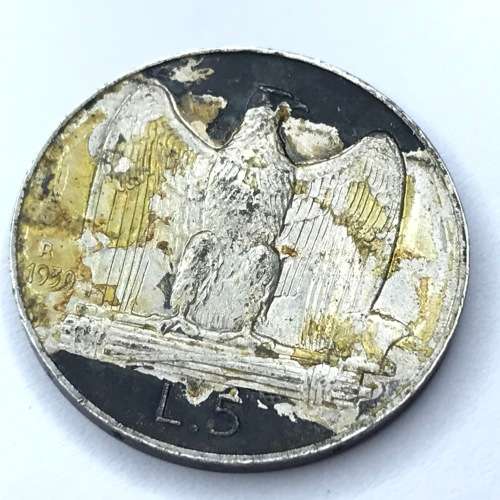 1930 Italy 5 Lire - AU - toned