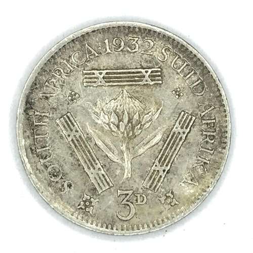 1932 SA Union Threepence - EF+ / AU