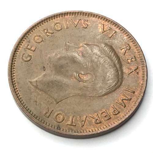 1942 SA Union Bronze half penny - AU+ lots of mint lustre