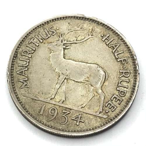 1934 Mauritius Half Rupee - XF+