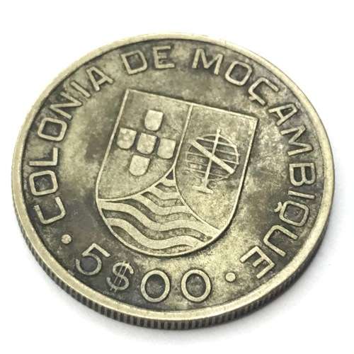 1935 Mozambique Silver 5 Escudos - VF