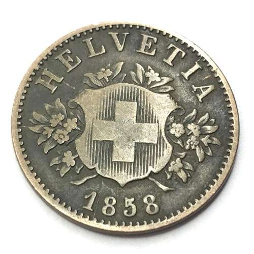 1858 B Switzerland 20 Rappen