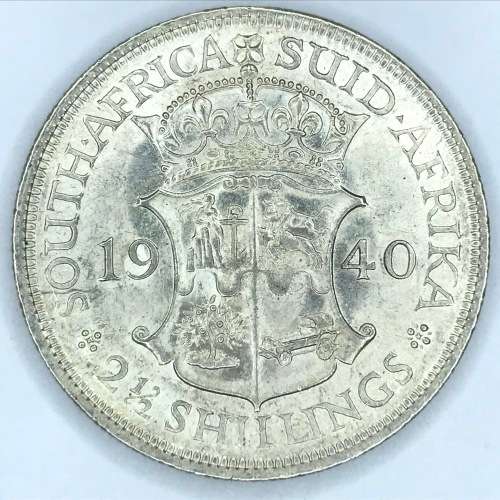 1940 SA Union silver half crown - AU - UNC with bag marks