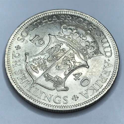 1940 SA Union silver half crown - AU - UNC with bag marks