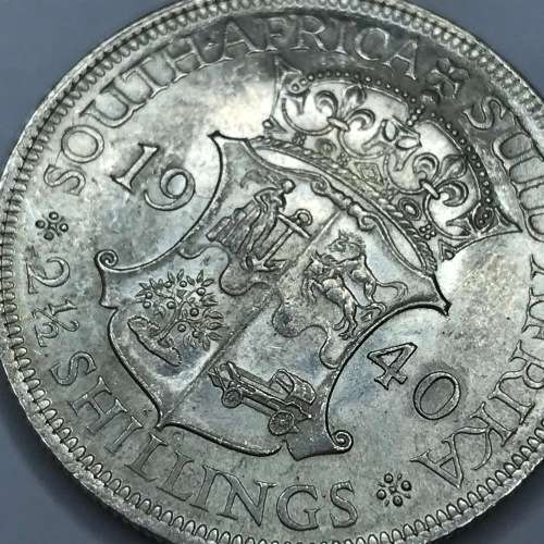 1940 SA Union silver half crown - AU - UNC with bag marks
