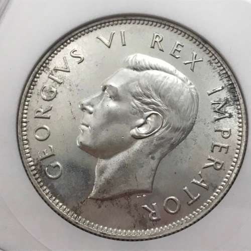 1947 South Africa Union half crown graded as PF 67 by ANACS - only 2600 minted