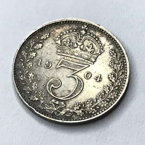 1904 Great Britain threepence - SCARCE - XF+