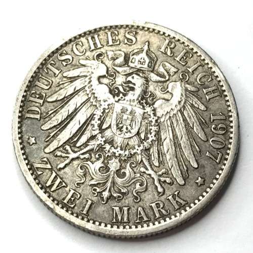 1907 a German States Prussia 2 Mark - XF - Excellent