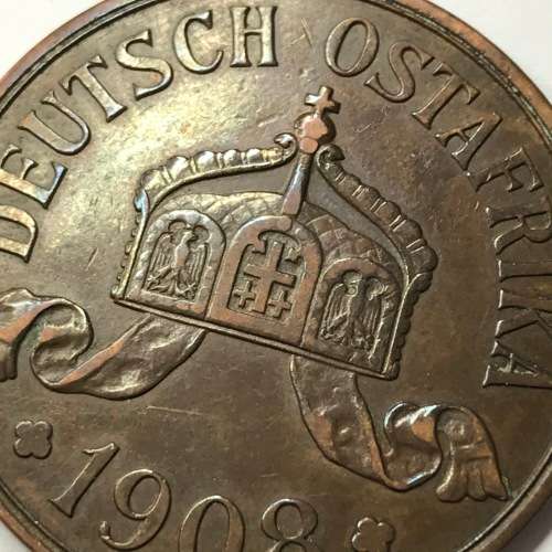 1908 J German East Africa 5 Heller - XF+AU - The best one I have ever seen
