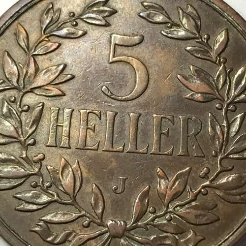 1908 J German East Africa 5 Heller - XF+AU - The best one I have ever seen