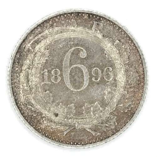1896 ZAR Kruger sixpence - XF with Scraper marks