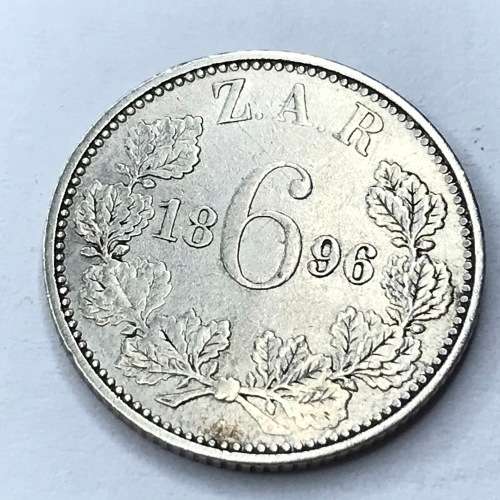1896 ZAR Kruger sixpence - aXF