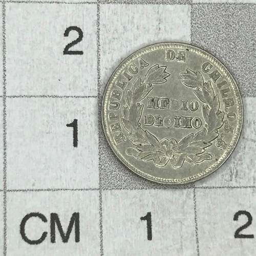 1892 Chile medio 1/2 Decimo - Uncirculated Reverse struck through and overstrike