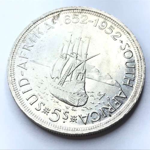 1952 SA Union Silver 5 shilling - Cracked die - Extra mast - Excellent one