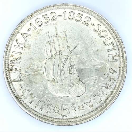 1952 SA Union Silver Five Shilling - Die crack in A of Afrika