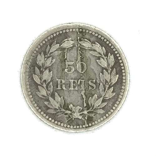 1893 Portugal 50 Reis with massive die flaw