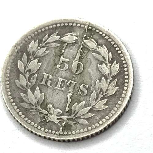 1893 Portugal 50 Reis with massive die flaw