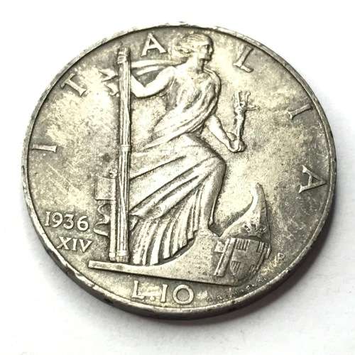 1936 Italy 10 Lire - AU - With excellent rim