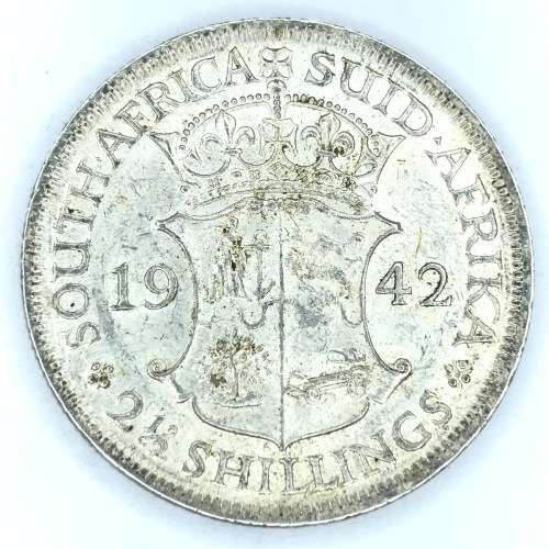 1942 SA Union Half Crown - Weak strike reverse - AU+