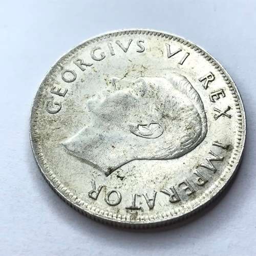 1942 SA Union Half Crown - Weak strike reverse - AU+