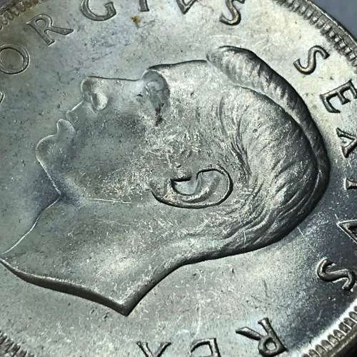 1952 SA Union silver 5 shilling - Cracked die - Extra mast