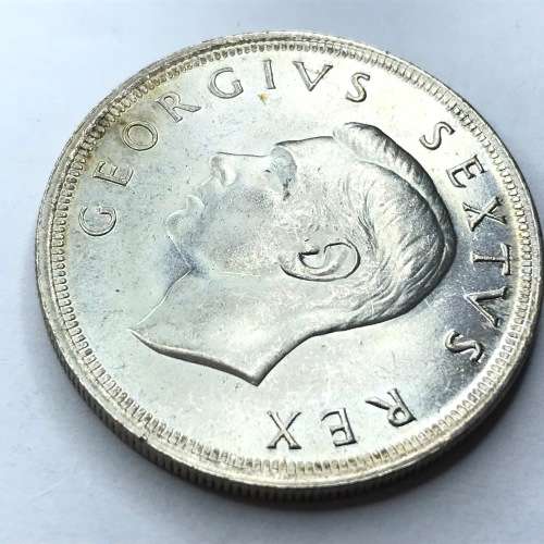 1952 SA Union silver 5 shilling - Cracked die - Extra mast