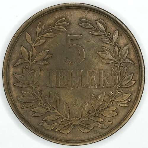 1908 j German East Africa 5 Heller - XF