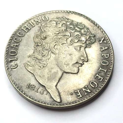 1813 Italian States Scarce 5 LIRE - Cracked die version (Neck) - XF+