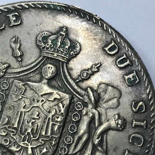 1813 Italian States Scarce 5 LIRE - Cracked die version (Neck) - XF+