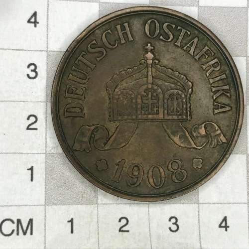 1908 German East Africa J 5 Heller - Bronze - XF