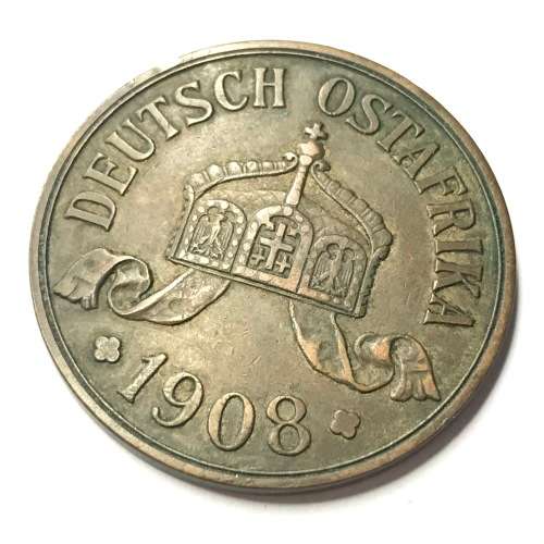 1908 German East Africa J 5 Heller - Bronze - XF