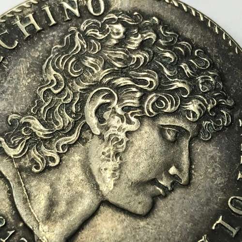 Italian States 1813 scarce 5 Lire - Cracked die version (neck) sharp rim - XF+