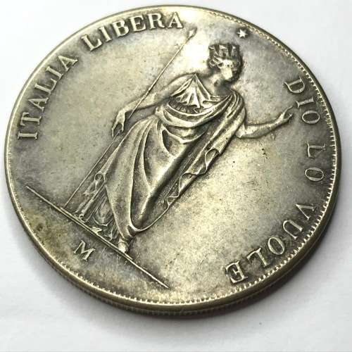 Italian States Revolutionary Provincial Government 1848 m 5 Lire - XF+