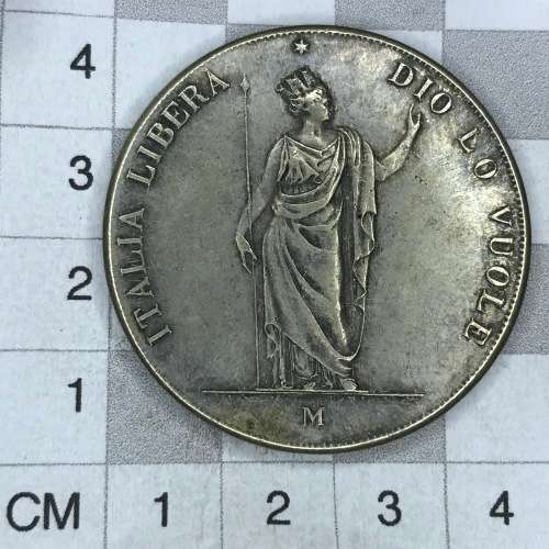 Italian States Revolutionary Provincial Government 1848 m 5 Lire - XF+