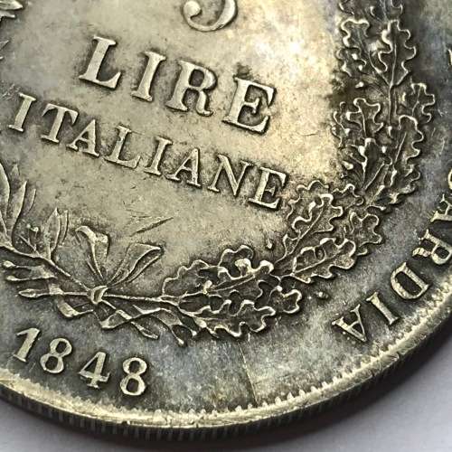 Italian States Revolutionary Provincial Government 1848 m 5 Lire - XF+