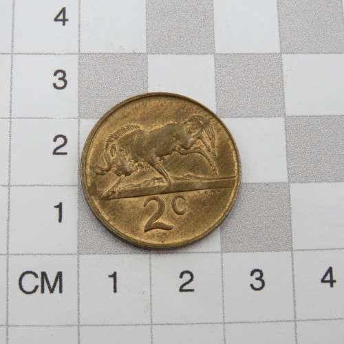 1989 South Africa Two cent metal flaw obverse