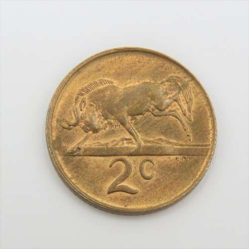 1989 South Africa Two cent metal flaw obverse