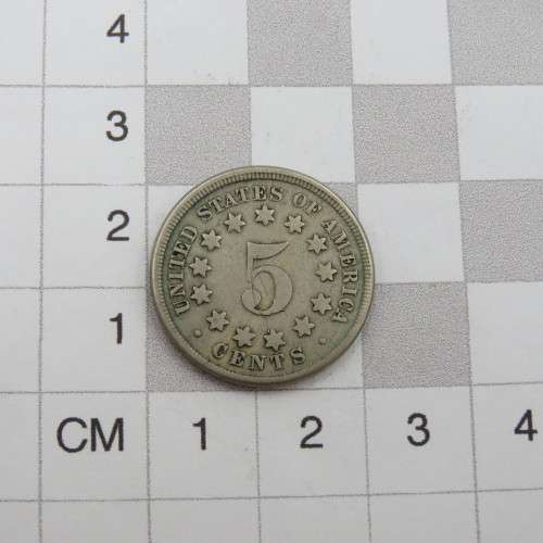 1867 USA Shield Nickle 5c F+