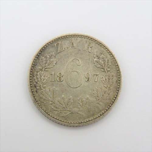 1897 ZAR Paul Kruger 6d sixpence XF